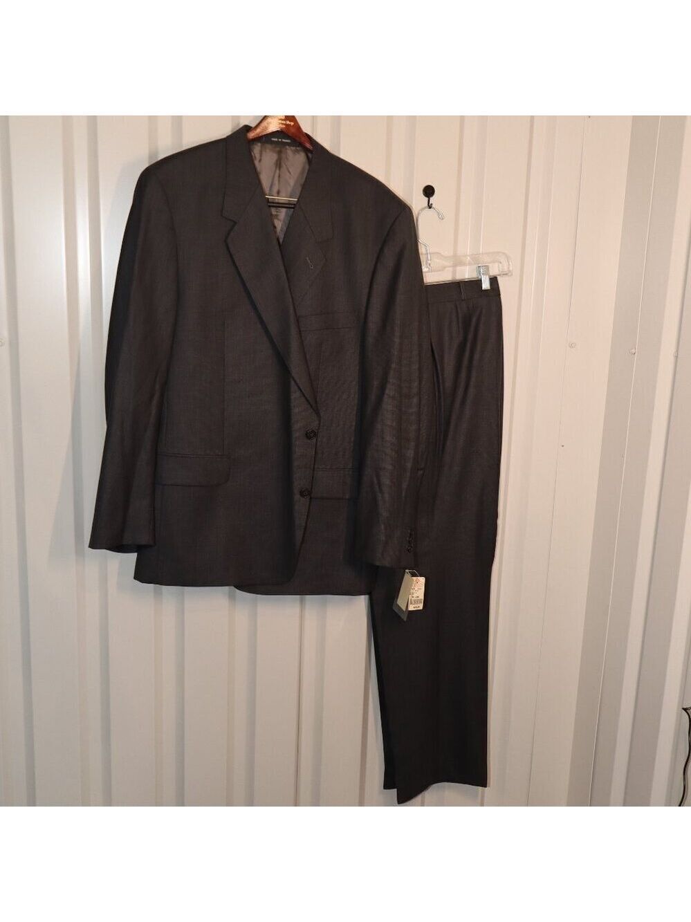 The Custom Shop Mens Wool Dark Gray Suit Jacket and Pants Size 53L Long w/flaw
